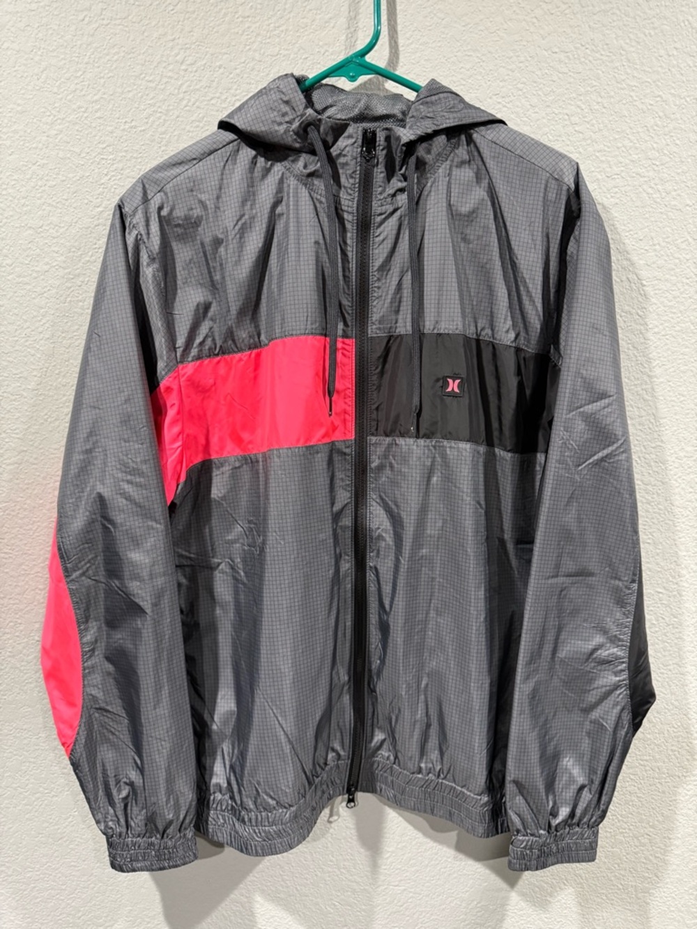 Hurley Gray & Hot Pink Hooded Windbreaker